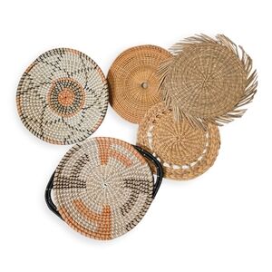 Set Of 5 Seagrass Wall Hanging Baskets